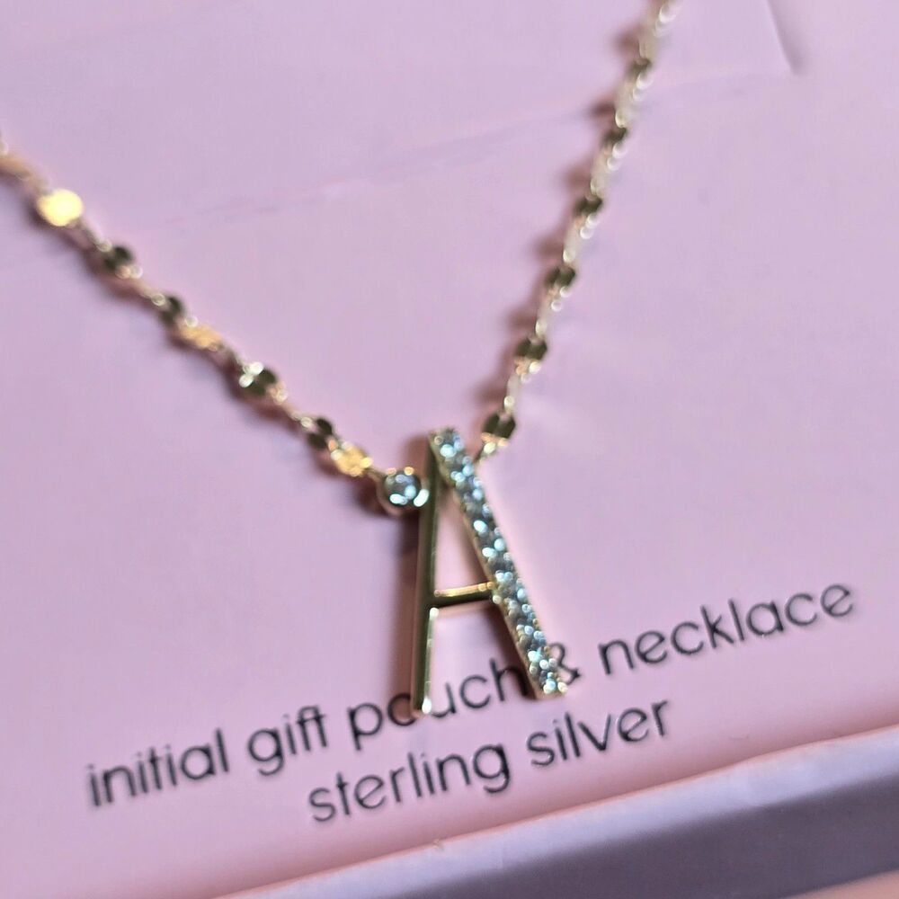 925 Mulberry & Broome Initial letter A Sterling Silver Necklace w/CZ 925